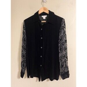 VTG 90’s Y2K The Limited Black Velvet Burnout Top Whimsigoth Witchy Women’s Sz M